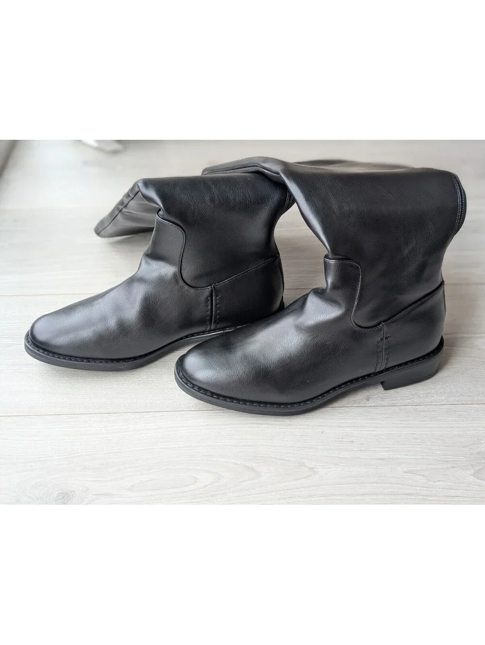 Modatope Black Flat Knee High Riding Boots Tall Boots Size 9